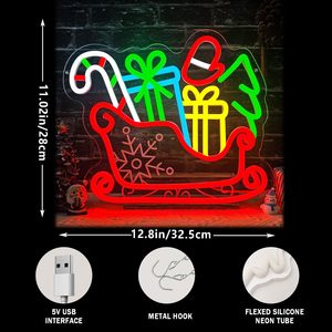 Lumière décorative LED néon en forme de traîneau de Noël pour intérieur, mur, fenêtre, enseigne de magasin, lumière d'ambiance 5V 12V - Product Image 4