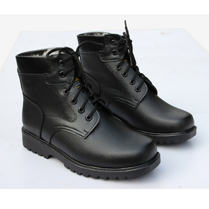 Bottes de neige en cuir chaudes pour hommes, semelle en caoutchouc, talon bas, bottes de travail d'hiver - Product Image 2