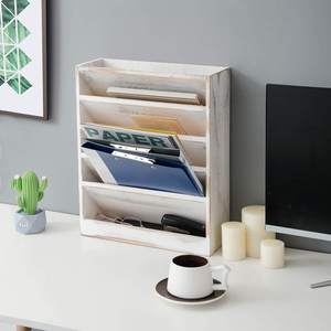 Organisateur de bureau minimaliste en bois de pin artisanal flexible, multi-niveaux, écologique pour la vaisselle - Product Image 4