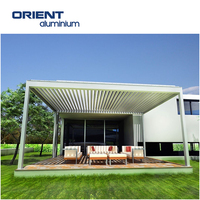 ORIENT Garden Gazebo Louvre Toldo Apertura eléctrica Patio Arcos Lumbrera Techo Aluminio Madera Pérgola 6m Haz impermeable