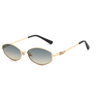 Lunettes de soleil ovales élégantes pour femmes, marque supérieure 2026, tendance, en métal, protection UV400, avec strass