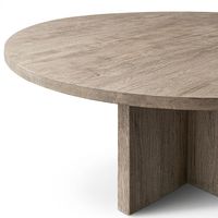 Table à manger ronde en chêne recyclé artisanale, meubles en bois flotté durable pour un décor rustique industriel