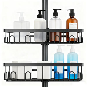 Étagère de salle de bain d'angle en <span class=keywords><strong>acier</strong></span> <span class=keywords><strong>inoxydable</strong></span> à 4 niveaux télescopique sans perçage pour salle de bain, étagère d'angle murale pour <span class=keywords><strong>douche</strong></span>, support de rangement - Product Image 3