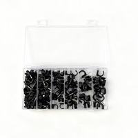200 pièces ensemble de pinces à fil noir de type C boîte de manchon de boucle de câble en plastique et en acier, pince de gestion de câble