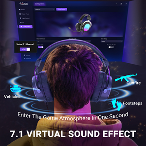 หูฟังเกมมิ่ง <span class=keywords><strong>FIFINE</strong></span> H16 เสียงเซอร์ราวด์เสมือนจริง 7.1 หูฟังแบบครอบหูพร้อมไฟ RGB และไมโครโฟนตัดเสียงรบกวน - Product Image 2