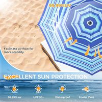 Parasol de plage 7FT avec base d'ancrage robuste, résistant au vent, protection solaire UPF 50+, mobilier d'extérieur en aluminium réglable