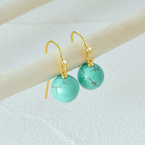 CANNER Vente en gros Boucles d'oreilles clous étoile en argent 925 avec turquoise et zircon pour filles et femmes, boucles d'oreilles pendantes à crochet avec pierre bleu ciel, cadeau - Product Image 2