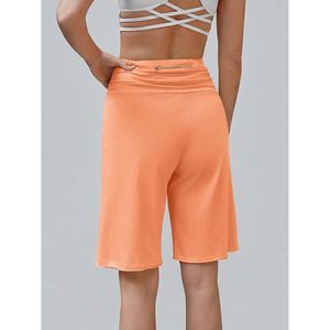 Fisoew Pantalones cortos tipo bermuda de cintura alta para mujer, de algodón, transpirables, con bolsillos, hasta la rodilla, pantalones cortos de entrenamiento, 11 pulgadas - Product Image 4