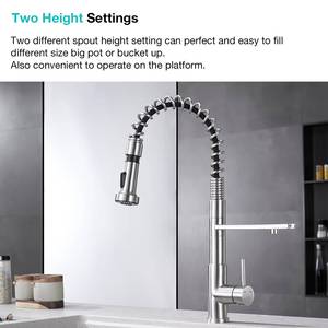 304 Stainless Steel Drinking Water 3 Way Kitchen Faucet with Pull Down Spray Head - Product Image 2