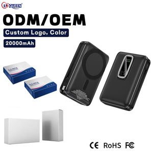 Banco de Energía Magnético 3 en 1 de 20000 mAh de Alta Capacidad, Bancos de Energía Inalámbricos Magnéticos con Cables Integrados, Pantalla LED y Soporte para Teléfono - Product Image 1