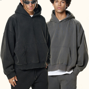 เสื้อมีฮู้ดผ้าคอตตอนแบบสวมหัวแบบเรียบ350เปล่าหนาระบบ GSM โอเวอร์ไซส์แฟชั่นโอเวอร์ไซส์ออกแบบโลโก้ได้ตามต้องการ - Product Image 5