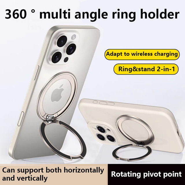 2 in 1 Aluminum Alloy Magnetic Phone Ring Holder 360 Rotation Ultra Thin Portable Fit Anti Scratch Phone Kickstand Bracket