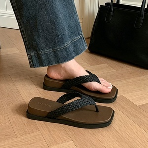 XIXITIAO Sandalias de Verano para Mujer con Tira Tejida, Punta Cuadrada, PVC, Suela Gruesa Antideslizante, <span class=keywords><strong>Chanclas</strong></span> de Moda para Vacaciones, Playa y Aire Libre - Product Image 6