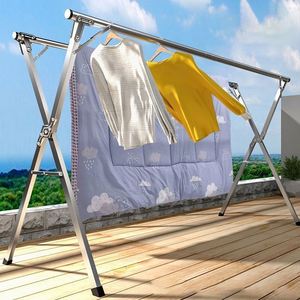 Outdoor 79 Inch Heavy Duty Stainless Steel Foldable Extendable Garment Towel Shirt Dresses <b>Blankets</b> Clothes Laundry Drying Rack - Product Image 5