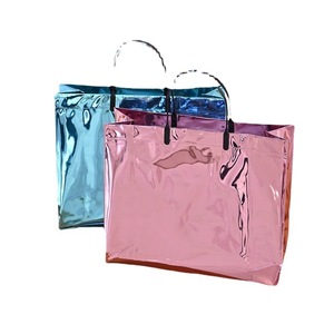 Borsa Shopper in PVC Trasparente Impermeabile <span class=keywords><strong>Richiudibile</strong></span> con Manico, Olografica, Rosa Arcobaleno, per Confezioni Regalo - Product Image 4