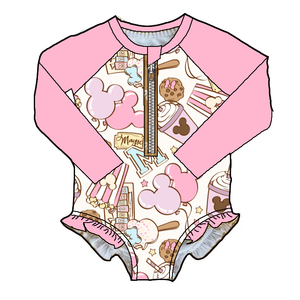 ピンクキャットファクトリー カスタム幼児用女の子水着 漫画柄 キッズ水着 子供用ビーチ水着 - Product Image 3