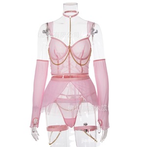 Nuevas ventas calientes logotipo personalizado ahueca hacia fuera de manga larga señora Rosa sexo lujo Lencería Sexy Femme - Product Image 5