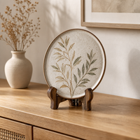 Support de présentation en bois d'acacia, porte-assiettes en bois de noyer avec charnières métalliques