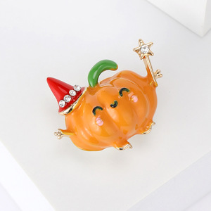 Broche de bruja de dibujos animados, regalo de boda de Halloween, joyería, broche de calabaza, murciélago, gato, broche chapado en oro con diamantes de imitación de cristal - Product Image 6