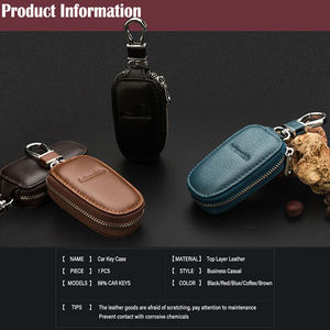 Housse de Clé de Voiture Personnalisée avec Logo 3D, Étui en Cuir à Fermeture Éclair, <span class=keywords><strong>Porte</strong></span>-clés, Pochette ou Portefeuille pour Tous Accessoires de Voiture - Product Image 6