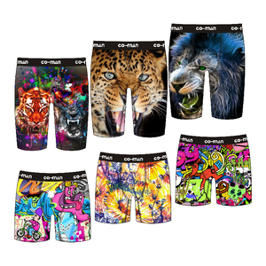 Sous-vêtements sexy pour hommes, avec logo personnalisé, caleçon de sport à jambes longues, culotte en coton respirant, sous-vêtements grande taille pour hommes - Product Image 1