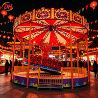 Nouveau modèle Crazy Disco : Manège extérieur avec large auvent d'ombrage et système d'éclairage LED, manège rotatif et rebondissant pour grandes zones touristiques.