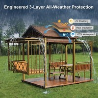 Gazebo durable avec toit de villa, design rustique en acier traditionnel, résistant à la corrosion, écologique, disponible en OEM