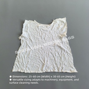 Trapos de limpieza de algodón reciclado de 10 kg, blancos, de camiseta, de tela de punto, para limpieza industrial. - Product Image 3