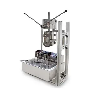 Stainless steel vertical 5L Spanish churros making machine with fryer