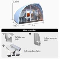 Nouvelle Tente de Luxe Quatre Saisons pour 2 Personnes, Type à Armature Droite, Toit en Verre, Tissu PVDF, Safari Glamping, Imperméable, Grand Espace, Balcon