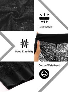 Al por mayor: Bragas tipo boy shorts <span class=keywords><strong>de</strong></span> cintura alta para mujer, <span class=keywords><strong>de</strong></span> punto con <span class=keywords><strong>encaje</strong></span> floral, sexys y atrevidas, transpirables, ecológicas, con cintura elástica - Product Image 5