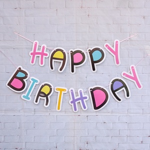 Feliz cumpleaños bandera colgante de papel guirnaldas de fiesta decoraciones - Product Image 2