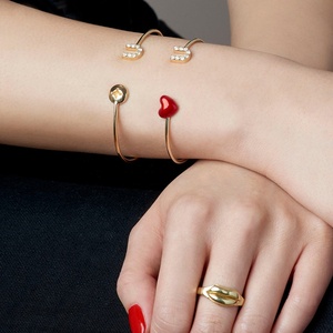 2025 New High Quality Delicate Popular S925 <b>Silver</b> 14k Gold <b>Cuff</b> <b>Bracelet</b> Features a Screw Head U Pave White Diamond <b>Bracelet</b> - Product Image 2