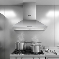 90cm Wandmontierte Edelstahl-Dunstabzugshaube Aluminiumfilter LED-Beleuchtung Geräuscharm Luftstrom Elektrisch 220V