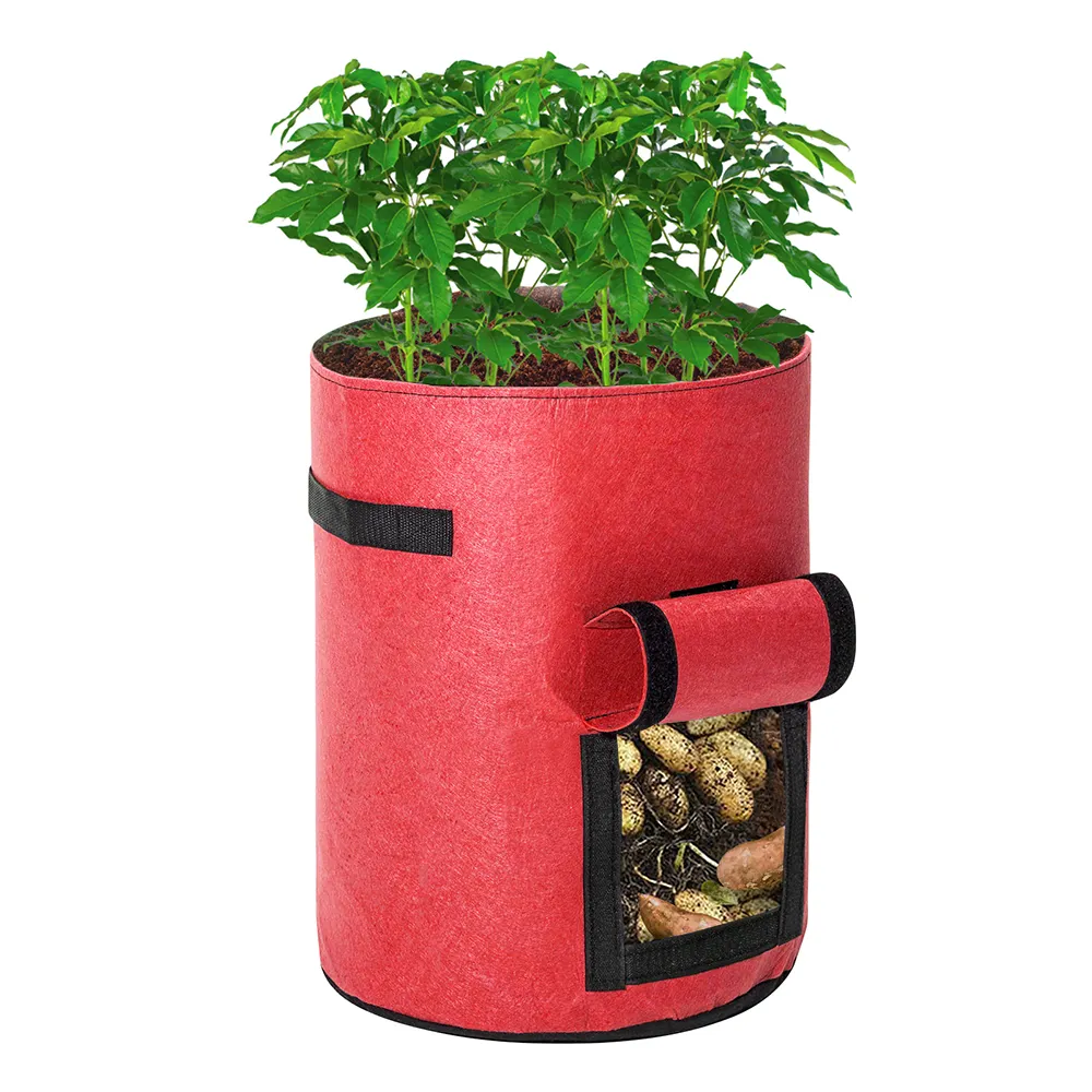 Pots en feutre ronds personnalisables pour pépinière peuvent faire pousser des pommes de terre dans des sacs Pots de plantes pour jardinières rondes