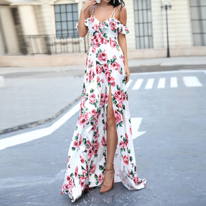 Nouveaux vêtements Boho pour femmes Styles bohèmes robe d'impression de fleurs robe longue sexy pour femmes - Product Image 2