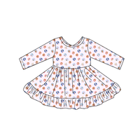 Robe florale pour petites filles, printemps, respirante, manches longues, nœud au dos, grande taille, mélange de coton, robe décontractée