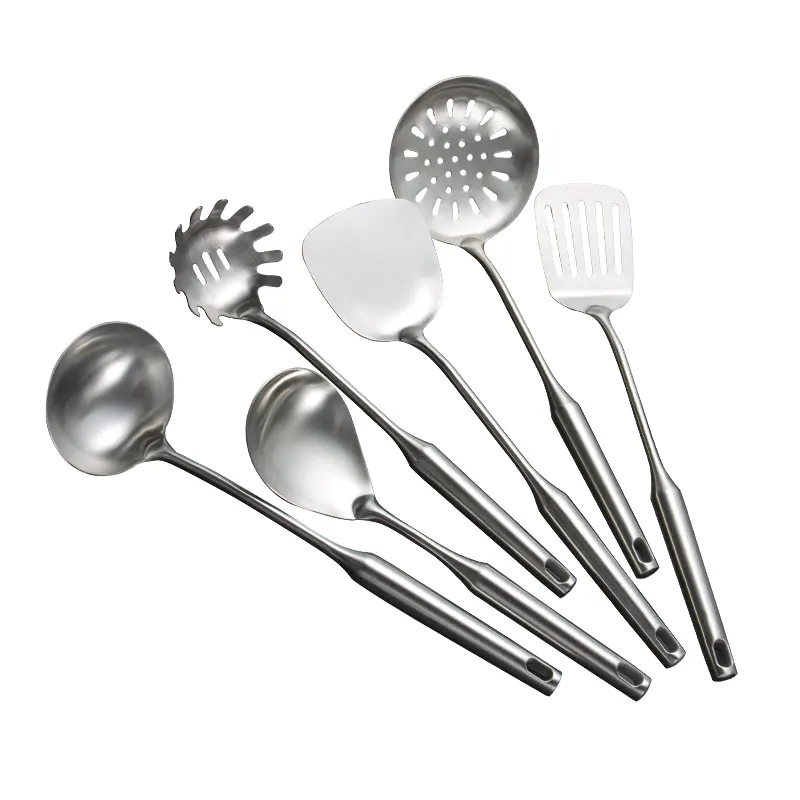 खाद्य ग्रेड खाना पकाने के उपकरण Spatulas करछुल सूप पास्ता सर्वर 6pcs स्टेनलेस स्टील के रसोई के बर्तन