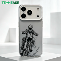 Coque de téléphone mate imprimée pour motard de motocross, protection personnalisée pour iPhone 15 Pro Max, design IMD