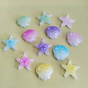 Étoile de mer en résine colorée d'animaux océaniques scintillants, coquille avec perles, adaptée aux bijoux de bricolage, décoration de la maison, ornement de chaussure - Product Image 3
