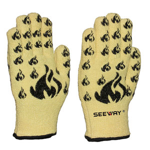 Gants résistants à la chaleur en aramide, revêtement en silicone jaune, design à boucle, doublure en coton antidérapante, <span class=keywords><strong>marque</strong></span> Seeway, pour travaux industriels, grillades - Product Image 1