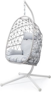 <strong>Egg</strong> <strong>Chair</strong> Modern Iron And PP Swing Stand Hanging <strong>Chair</strong> 350lbs Capacity For Balcony Bedroom Indoor Patio - Product Image 2