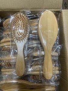 Cepillo de pelo de madera de bambú con cojín de aire con logotipo personalizado para mujer, peine para desenredar piojos con características de comodidad - Product Image 5