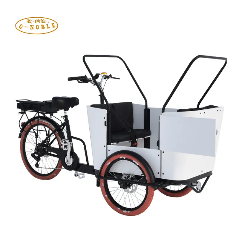 Kargo bermotor sepeda roda tiga elektrik, desain baru sepeda kargo tiga roda Untuk keluarga