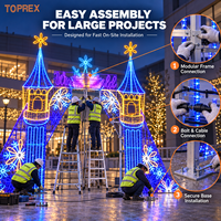 Décoration de Noël TOPREX 2D : Motif Château sur Lampadaire pour Allée Commerciale, Allée Piétonne, Entrée de Fête Foraine, Monument Panoramique