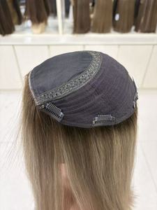 Topper de cheveux humains vierges 100% naturels, lisses, densité 150%, avec fermeture à double nœud, base en soie, qualité supérieure, vente en gros, directement de l'usine - Product Image 6