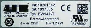 ตัวต้านทานเบรกและตัวควบคุมการเขียนโปรแกรมไม่ใช่ PLC ของแท้ชิ้นส่วน BW147T ไม่มี18201342 R <span class=keywords><strong>47</strong></span> <span class=keywords><strong>P</strong></span> 12 KW - Product Image 3