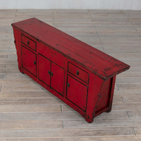 Meubles chinois en bois pour villa, consoles peintes à la main, finition vieillie, style antique et vintage, sur mesure.
