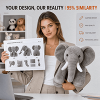 OEM ODM Peluche de Elefante Africano, Mascota de Peluche, Venta al por Mayor de Animales de Peluche, Merchandising de Marca, Juguete Suave Personalizado, Logotipo Personalizado