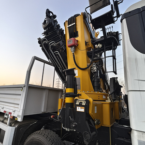 รถบรรทุกใหม่ติดตั้งเครนพับได้บนแขนรถยก ยี่ห้อ Shacman F3000 X3000 Howo 430 400 แรงม้า รถบรรทุกตู้บรรทุกสินค้า 12 ล้อ รถบรรทุกพื้นเรียบ - Product Image 1